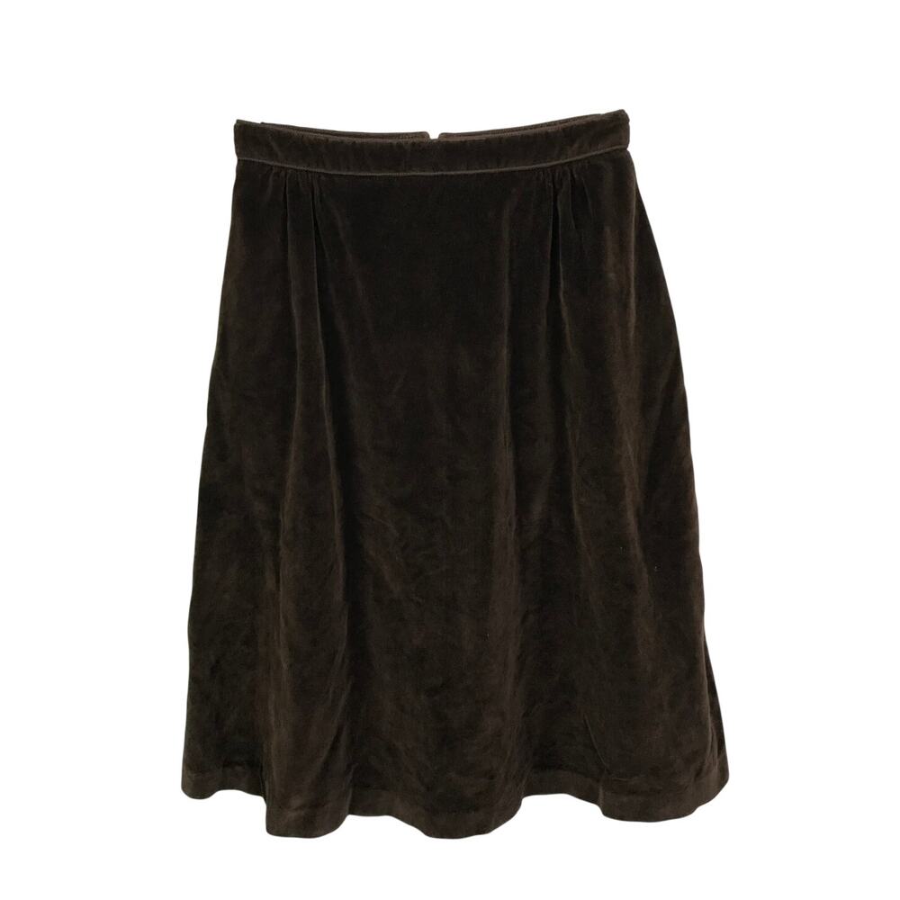 Dimension V Skirt 12P Chocolate Brown Velvet Cotton Vintage Pleated Midi 12P